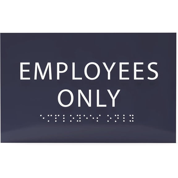 ADA CENTRAL SIGNS - 6" X4" Employees Only Sign - ADA Compliant Tactile Graphics Grade 2 Braille Text | Wall Mount Plastic Signs for Shopping Malls, Offices, Hotels, Schools, Apartments & Restaurants