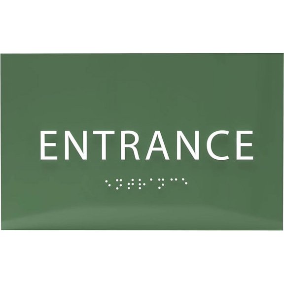 ADA CENTRAL SIGNS - 6" X4" Entrance Sign - ADA Compliant Tactile Graphics Grade 2 Braille Text | Wall Mount Plastic Signs for Shopping Malls, Offices, Hotels, Schools, Apartments & Restaurants