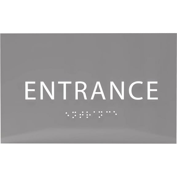 ADA CENTRAL SIGNS - 6" X4" Entrance Sign - ADA Compliant Tactile Graphics Grade 2 Braille Text | Wall Mount Plastic Signs for Shopping Malls, Offices, Hotels, Schools, Apartments & Restaurants