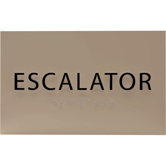 ADA CENTRAL SIGNS - 6" X4" Escalator Sign - ADA Compliant Tactile Graphics Grade 2 Braille Text | Wall Signs for Stores, Malls, Airports, Transit Systems, Hotels, Arenas, Stadiums, & Public Buildings