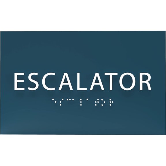 ADA CENTRAL SIGNS - 6" X4" Escalator Sign - ADA Compliant Tactile Graphics Grade 2 Braille Text | Wall Signs for Stores, Malls, Airports, Transit Systems, Hotels, Arenas, Stadiums, & Public Buildings