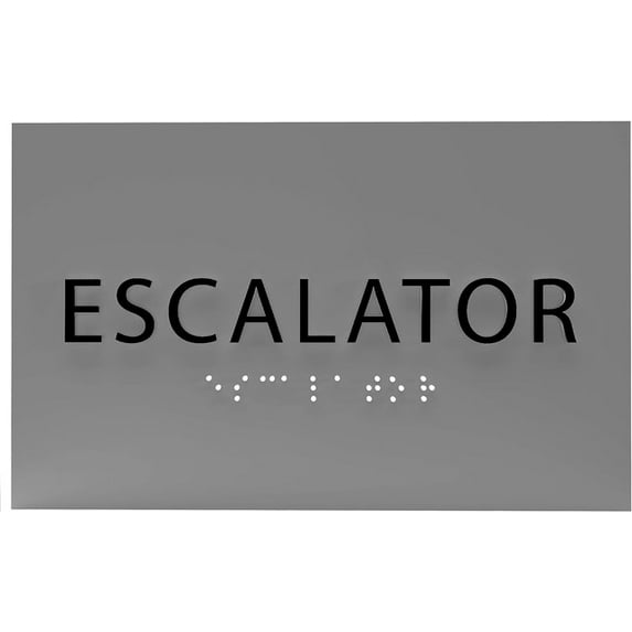 ADA CENTRAL SIGNS - 6" X4" Escalator Sign - ADA Compliant Tactile Graphics Grade 2 Braille Text | Wall Signs for Stores, Malls, Airports, Transit Systems, Hotels, Arenas, Stadiums, & Public Buildings