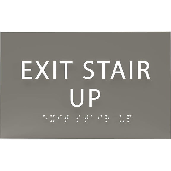 ADA CENTRAL SIGNS - 6" X4" Exit Stair Up Sign - ADA Compliant Tactile Graphics Grade 2 Braille Text | Fire Safety Emergency Exits, Stairwell Wall Signs for Malls, Offices, Schools, and Restaurants