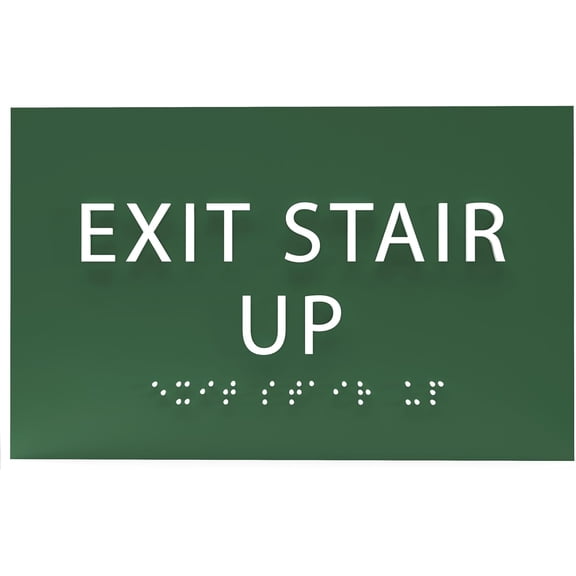 ADA CENTRAL SIGNS - 6" X4" Exit Stair Up Sign - ADA Compliant Tactile Graphics Grade 2 Braille Text | Fire Safety Emergency Exits, Stairwell Wall Signs for Malls, Offices, Schools, and Restaurants