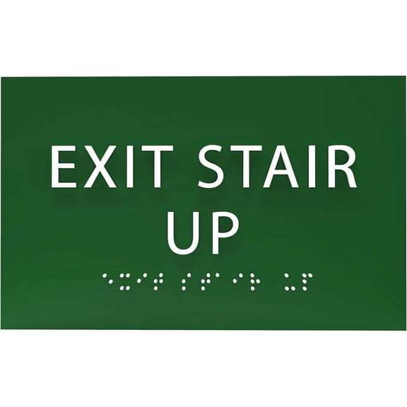 ADA CENTRAL SIGNS - 6" X4" Exit Stair Up Sign - ADA Compliant Tactile Graphics Grade 2 Braille Text | Fire Safety Emergency Exits, Stairwell Wall Signs for Malls, Offices, Schools, and Restaurants