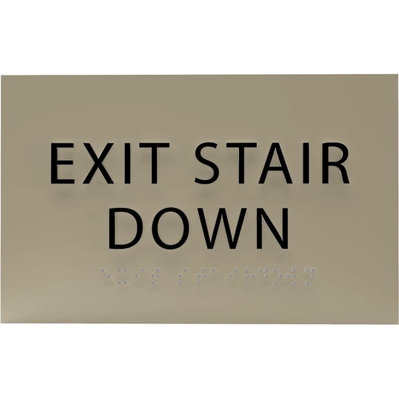 ADA CENTRAL SIGNS - 6" X4" Exit Stair Down Sign - ADA Compliant Tactile Graphics Grade 2 Braille Text | Fire Safety Emergency Exits, Stairwell Wall Signs for Malls, Offices, Schools, and Restaurants