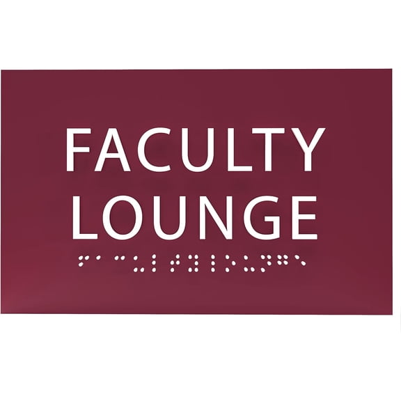 ADA CENTRAL SIGNS - 6" X4" Faculty Lounge Sign - ADA Compliant Tactile Graphics Grade 2 Braille Text | Wall Mount Plastic Sit, Relax, Staff Member Waiting Room Sign for Office, School, and Apartment