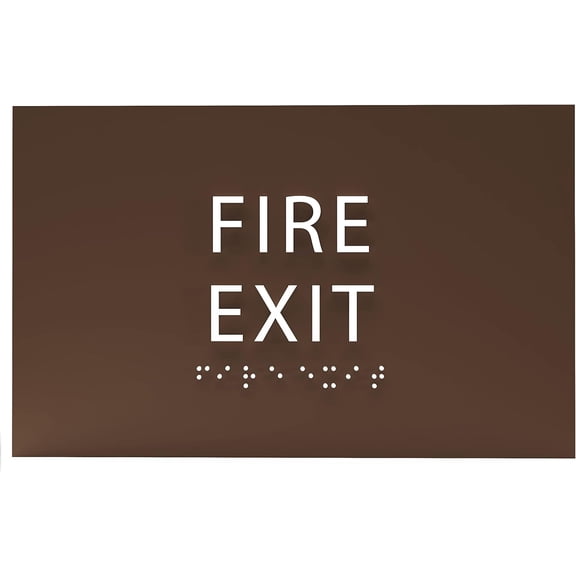 ADA CENTRAL SIGNS - 6" X4" Fire Exit Sign - ADA Compliant Tactile Graphics Grade 2 Braille Text | Fire Safety Emergency Exits Wall Signs for Shopping Malls, Office Building, Schools, and Restaurants