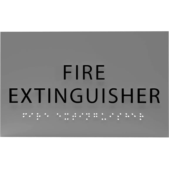 ADA CENTRAL SIGNS - 6" X4" Fire Extinguisher Sign ADA Compliant Tactile Graphics Grade 2 Braille Text | Wall Mount Emergency Plastic Signs for Shopping Malls, Office Building, Schools, & Restaurants