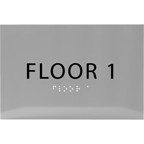 ADA CENTRAL SIGNS - 6" X4" Floor 1 Sign - ADA Compliant Tactile Graphics Grade 2 Braille Text | Wall Mount Plastic Directional Assistance, Floor Number Sign for Office, Schools, Hospitals, Apartments