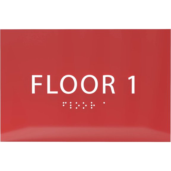 ADA CENTRAL SIGNS - 6" X4" Floor 1 Sign - ADA Compliant Tactile Graphics Grade 2 Braille Text | Wall Mount Plastic Directional Assistance, Floor Number Sign for Office, Schools, Hospitals, Apartments