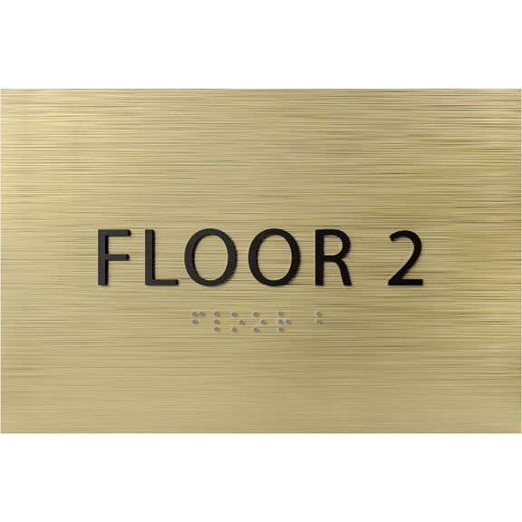 ADA CENTRAL SIGNS - 6" X4" Floor 2 Sign - ADA Compliant Tactile Graphics Grade 2 Braille Text | Wall Mount Plastic Directional Assistance, Floor Number Sign for Office, Schools, Hospitals, Apartments