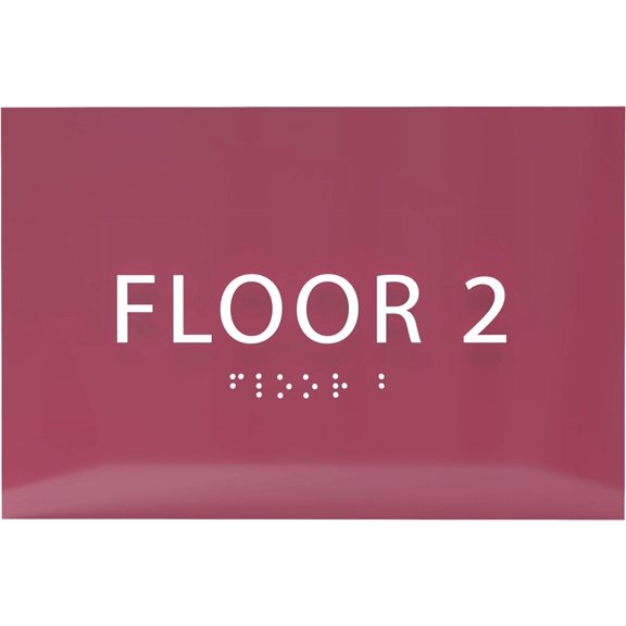 ADA CENTRAL SIGNS - 6" X4" Floor 2 Sign - ADA Compliant Tactile Graphics Grade 2 Braille Text | Wall Mount Plastic Directional Assistance, Floor Number Sign for Office, Schools, Hospitals, Apartments