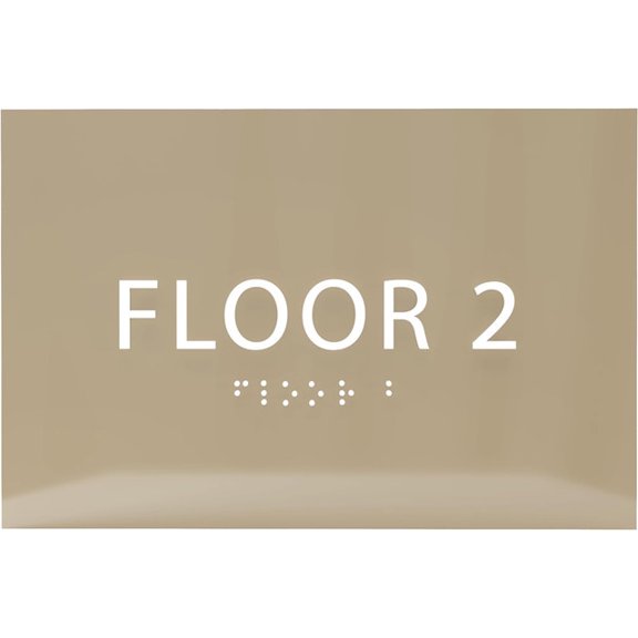 ADA CENTRAL SIGNS - 6" X4" Floor 2 Sign - ADA Compliant Tactile Graphics Grade 2 Braille Text | Wall Mount Plastic Directional Assistance, Floor Number Sign for Office, Schools, Hospitals, Apartments