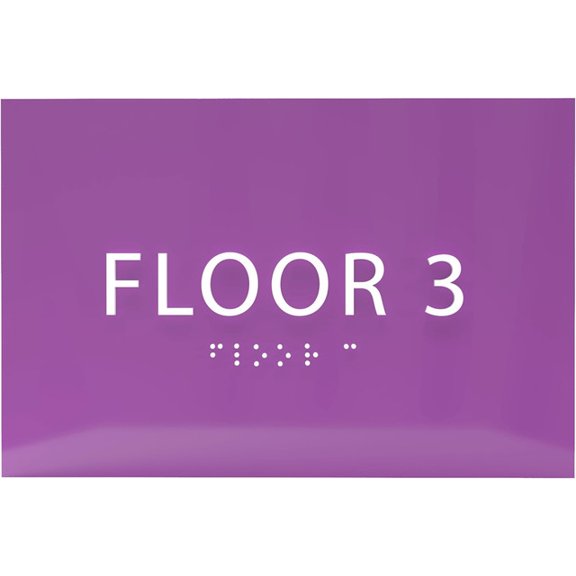 ADA CENTRAL SIGNS - 6" X4" Floor 3 Sign - ADA Compliant Tactile Graphics Grade 2 Braille Text | Wall Mount Plastic Directional Assistance, Floor Number Sign for Office, Schools, Hospitals, Apartments