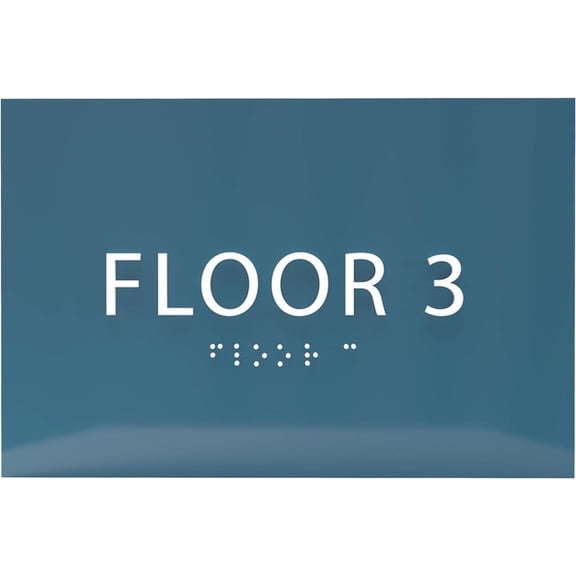 ADA CENTRAL SIGNS - 6" X4" Floor 3 Sign - ADA Compliant Tactile Graphics Grade 2 Braille Text | Wall Mount Plastic Directional Assistance, Floor Number Sign for Office, Schools, Hospitals, Apartments