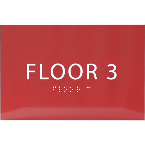 ADA CENTRAL SIGNS - 6" X4" Floor 3 Sign - ADA Compliant Tactile Graphics Grade 2 Braille Text | Wall Mount Plastic Directional Assistance, Floor Number Sign for Office, Schools, Hospitals, Apartments