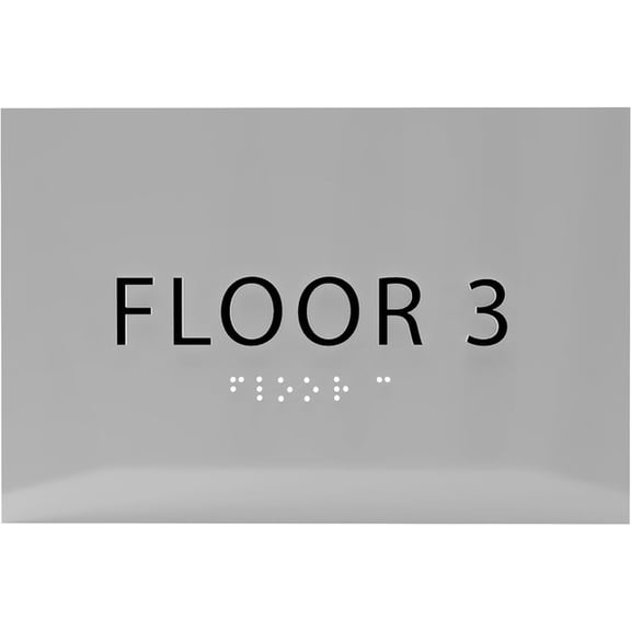 ADA CENTRAL SIGNS - 6" X4" Floor 3 Sign - ADA Compliant Tactile Graphics Grade 2 Braille Text | Wall Mount Plastic Directional Assistance, Floor Number Sign for Office, Schools, Hospitals, Apartments