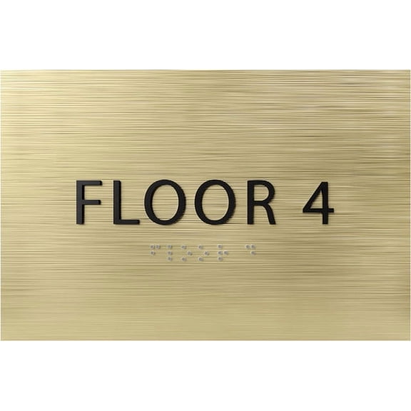 ADA CENTRAL SIGNS - 6" X4" Floor 4 Sign - ADA Compliant Tactile Graphics Grade 2 Braille Text | Wall Mount Plastic Directional Assistance, Floor Number Sign for Office, Schools, Hospitals, Apartments