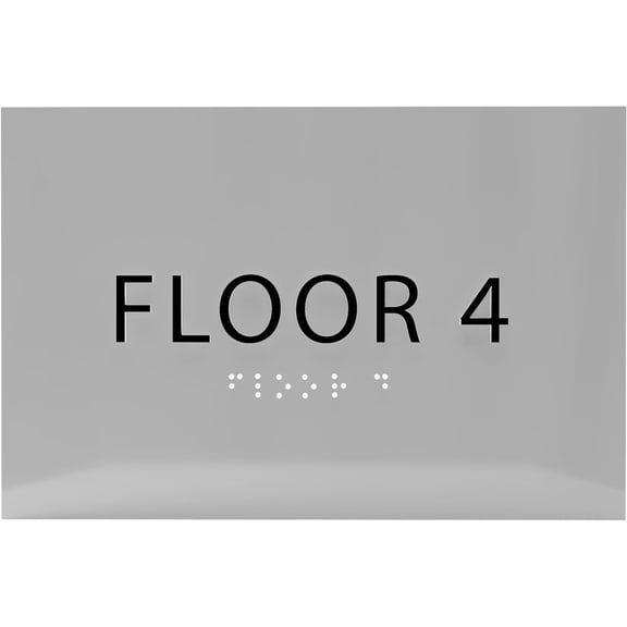ADA CENTRAL SIGNS - 6" X4" Floor 4 Sign - ADA Compliant Tactile Graphics Grade 2 Braille Text | Wall Mount Plastic Directional Assistance, Floor Number Sign for Office, Schools, Hospitals, Apartments
