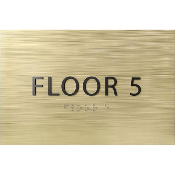 ADA CENTRAL SIGNS - 6" X4" Floor 5 Sign - ADA Compliant Tactile Graphics Grade 2 Braille Text | Wall Mount Plastic Directional Assistance, Floor Number Sign for Office, Schools, Hospitals, Apartments
