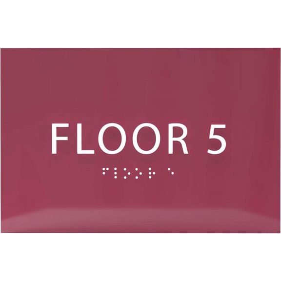 ADA CENTRAL SIGNS - 6" X4" Floor 5 Sign - ADA Compliant Tactile Graphics Grade 2 Braille Text | Wall Mount Plastic Directional Assistance, Floor Number Sign for Office, Schools, Hospitals, Apartments