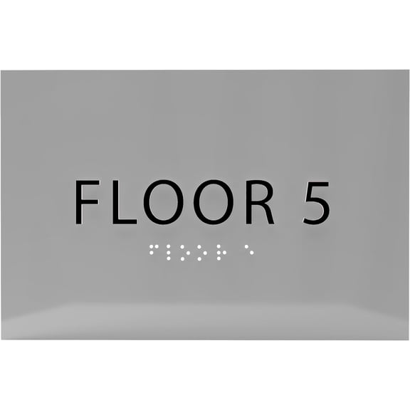 ADA CENTRAL SIGNS - 6" X4" Floor 5 Sign - ADA Compliant Tactile Graphics Grade 2 Braille Text | Wall Mount Plastic Directional Assistance, Floor Number Sign for Office, Schools, Hospitals, Apartments