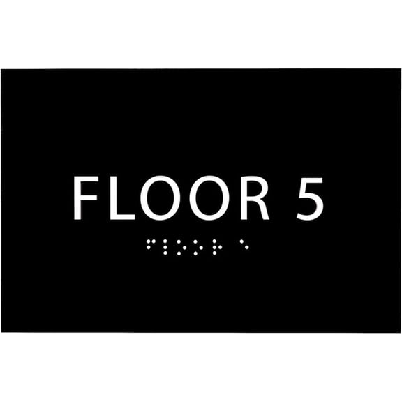 ADA CENTRAL SIGNS - 6" X4" Floor 5 Sign - ADA Compliant Tactile Graphics Grade 2 Braille Text | Wall Mount Plastic Directional Assistance, Floor Number Sign for Office, Schools, Hospitals, Apartments