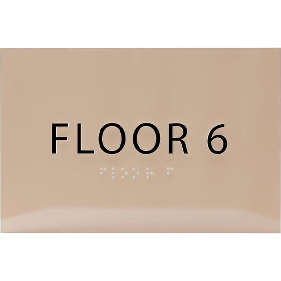 ADA CENTRAL SIGNS - 6" X4" Floor 6 Sign - ADA Compliant Tactile Graphics Grade 2 Braille Text | Wall Mount Plastic Directional Assistance, Floor Number Sign for Office, Schools, Hospitals, Apartments