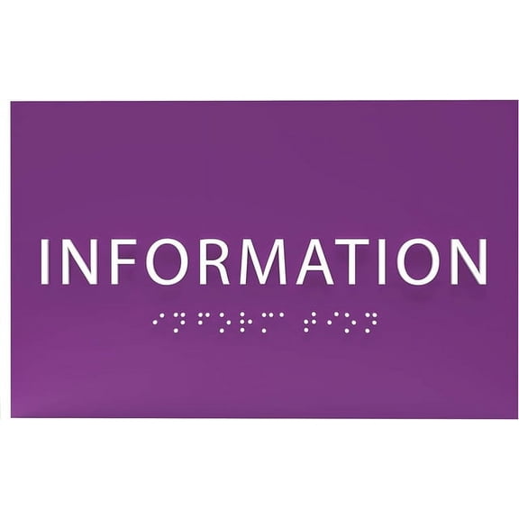 ADA CENTRAL SIGNS - 6" X4" Information Sign - ADA Compliant Tactile Graphics Grade 2 Braille Text | Wall Mount Plastic Desk Service, Customer Assistance Sign for Office, Hotel, Schools, Hospital