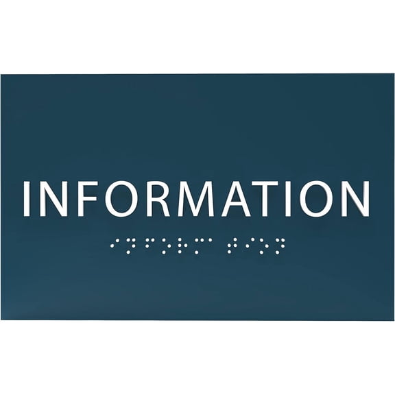 ADA CENTRAL SIGNS - 6" X4" Information Sign - ADA Compliant Tactile Graphics Grade 2 Braille Text | Wall Mount Plastic Desk Service, Customer Assistance Sign for Office, Hotel, Schools, Hospital