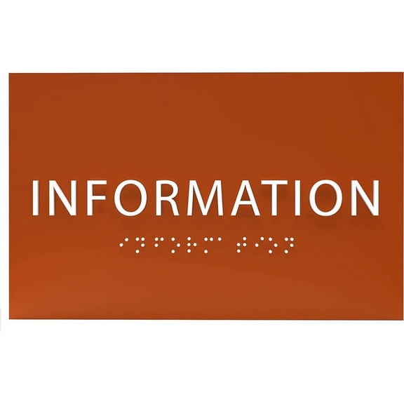 ADA CENTRAL SIGNS - 6" X4" Information Sign - ADA Compliant Tactile Graphics Grade 2 Braille Text | Wall Mount Plastic Desk Service, Customer Assistance Sign for Office, Hotel, Schools, Hospital
