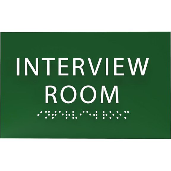 ADA CENTRAL SIGNS - 6" X4" Interview Room Sign - ADA Compliant Tactile Graphics Grade 2 Braille Text Acrylic Wall Sign | Privacy, Meeting, Room Name Sign for Schools, Hospitals, Offices, & Apartments