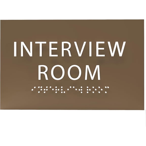 ADA CENTRAL SIGNS - 6" X4" Interview Room Sign - ADA Compliant Tactile Graphics Grade 2 Braille Text Acrylic Wall Sign | Privacy, Meeting, Room Name Sign for Schools, Hospitals, Offices, & Apartments