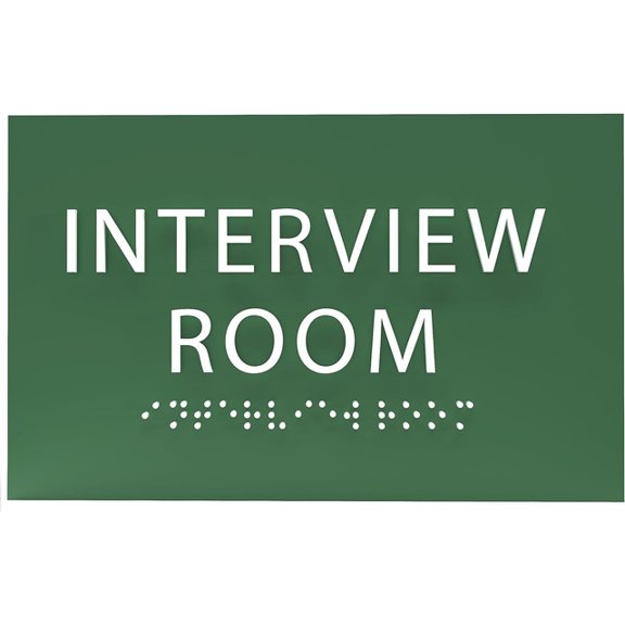 ADA CENTRAL SIGNS - 6" X4" Interview Room Sign - ADA Compliant Tactile Graphics Grade 2 Braille Text Acrylic Wall Sign | Privacy, Meeting, Room Name Sign for Schools, Hospitals, Offices, & Apartments