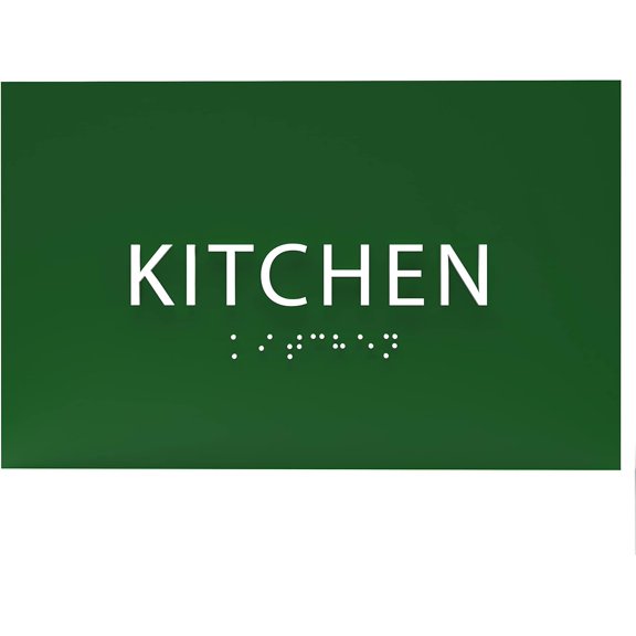ADA CENTRAL SIGNS - 6" X4" Kitchen Sign - ADA Compliant Tactile Graphics Grade 2 Braille Text Launch, Break Room Sign| Cookhouse, Mess Plastic Wall Signs for Offices, Hotels, Schools, and Restaurants