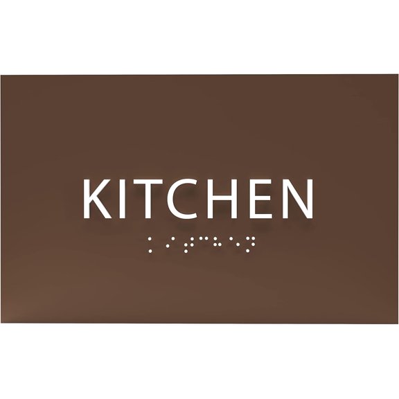 ADA CENTRAL SIGNS - 6" X4" Kitchen Sign - ADA Compliant Tactile Graphics Grade 2 Braille Text Launch, Break Room Sign| Cookhouse, Mess Plastic Wall Signs for Offices, Hotels, Schools, and Restaurants