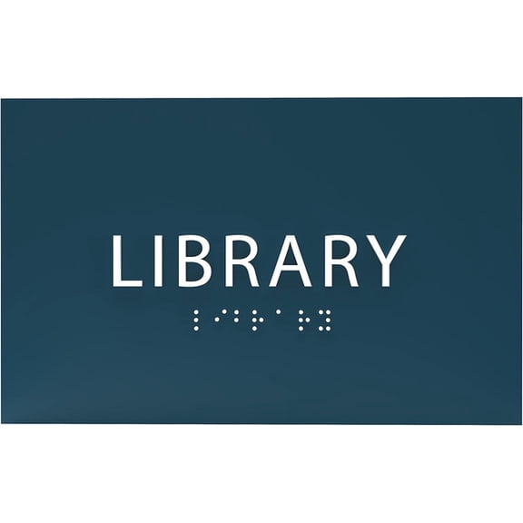 ADA CENTRAL SIGNS - 6" X4" Library Sign - ADA Compliant Tactile Graphics Grade 2 Braille Text Book Reading Sign | Wall Mount Plastic Information Convey, Study Room Sign for Office, School, and Home