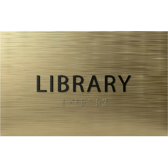 ADA CENTRAL SIGNS - 6" X4" Library Sign - ADA Compliant Tactile Graphics Grade 2 Braille Text Book Reading Sign | Wall Mount Plastic Information Convey, Study Room Sign for Office, School, and Home