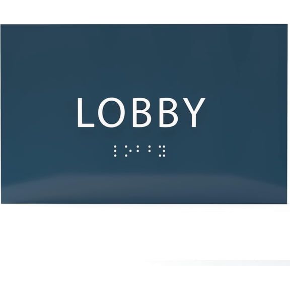 ADA CENTRAL SIGNS - 6" X4" Lobby Sign - Tactile Graphics Grade 2 Braille Text Reception Area Sign| Utility ADA Compliant Wall Mount Plastic Signs For Hospital, Offices, Businesses & Apartments