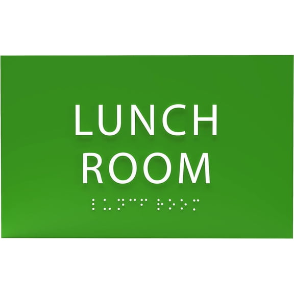 ADA CENTRAL SIGNS - 6" X4" Lunch Room Sign - ADA Compliant Tactile Graphics Grade 2 Braille Text | Wall Mount Plastic Kitchen, Break Room Signs for Offices, Hotels, Schools, Apartments, & Restaurants