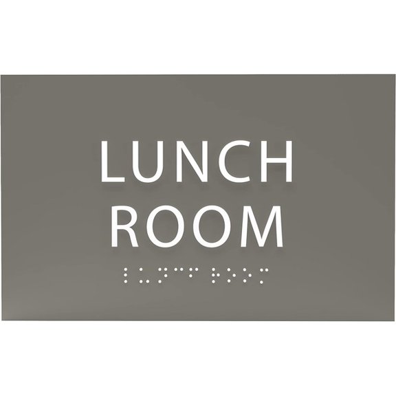 ADA CENTRAL SIGNS - 6" X4" Lunch Room Sign - ADA Compliant Tactile Graphics Grade 2 Braille Text | Wall Mount Plastic Kitchen, Break Room Signs for Offices, Hotels, Schools, Apartments, & Restaurants