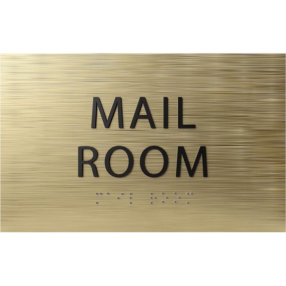 ADA CENTRAL SIGNS - 6" X4" Mail Room Sign - ADA Compliant Tactile Graphics Grade 2 Braille Text Package Carrier sign| Wall Mount Plastic Shipment, Postal Services Signs for Office, School & Business