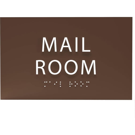 ADA CENTRAL SIGNS - 6" X4" Mail Room Sign - ADA Compliant Tactile Graphics Grade 2 Braille Text Package Carrier sign| Wall Mount Plastic Shipment, Postal Services Signs for Office, School & Business