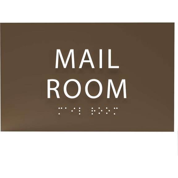ADA CENTRAL SIGNS - 6" X4" Mail Room Sign - ADA Compliant Tactile Graphics Grade 2 Braille Text Package Carrier sign| Wall Mount Plastic Shipment, Postal Services Signs for Office, School & Business