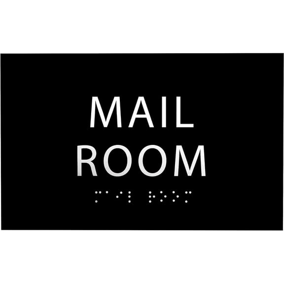 ADA CENTRAL SIGNS - 6" X4" Mail Room Sign - ADA Compliant Tactile Graphics Grade 2 Braille Text Package Carrier sign| Wall Mount Plastic Shipment, Postal Services Signs for Office, School & Business