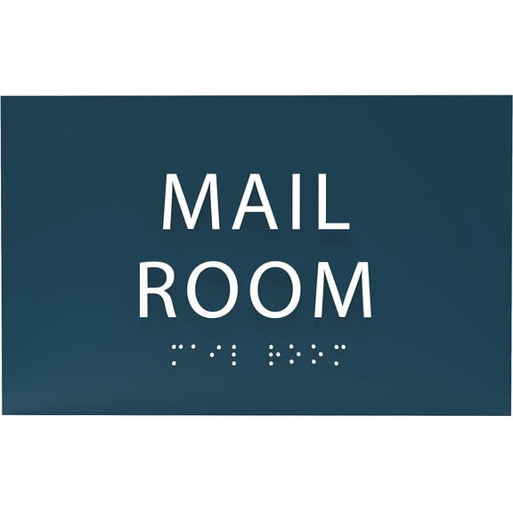 ADA CENTRAL SIGNS - 6" X4" Mail Room Sign - ADA Compliant Tactile Graphics Grade 2 Braille Text Package Carrier sign| Wall Mount Plastic Shipment, Postal Services Signs for Office, School & Business