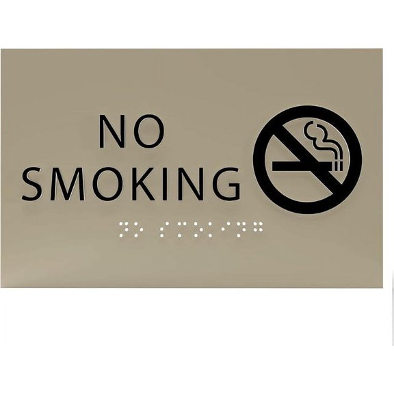 ADA CENTRAL SIGNS - 6" X4" No Smoking Sign - ADA Compliant Tactile Graphics Grade 2 Braille Text | Smoke Free Area Wall Mount Plastic Signs for Offices, Private Businesses, Schools & Restaurants