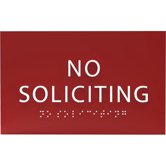 ADA CENTRAL SIGNS - 6" X4" No Soliciting Sign - ADA Compliant Tactile Graphics Grade 2 Braille Text| Wall Mount No Disturbance Plastic Sign for Home, School, Business, Restaurants, and Apartments