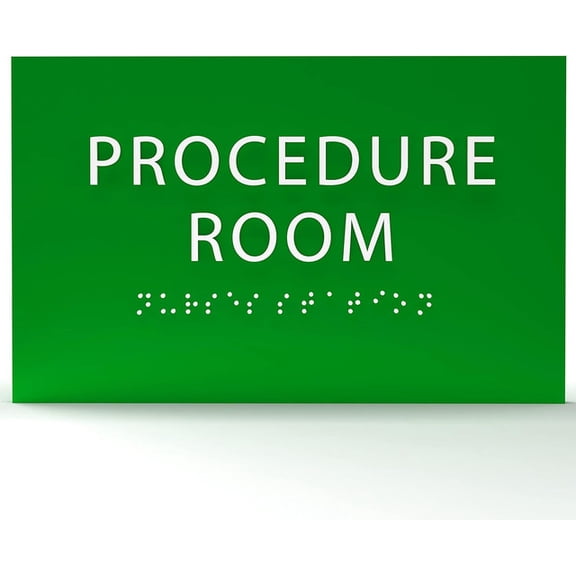 ADA CENTRAL SIGNS - 6" X4" Procedure Room Sign - Tactile Graphics Grade 2 Braille Text Emergency Sign| ADA Compliant Wall Mount Acrylic Medical Procedure Sign for Hospital, Medical Space, and Clinics